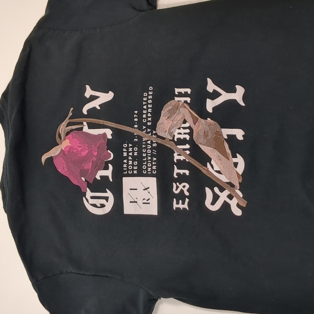 Lira t-shirt rose flower skate surf cotton black size small